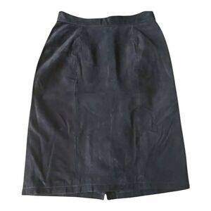 Paris Sport Club Black Suede Pencil Straight Skirt 7/8 Genuine Leather Lined